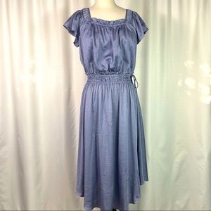 Current Air Periwinkle a blue Metallic Gold  Flutter Sleeve Dress M
